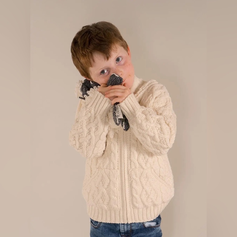Blarney Woollen Mills Ireland Kids Aran Zip Hoodie 1-2 YR